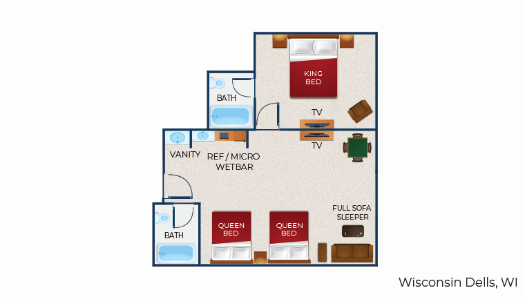 The floor plan for the Majestic Bear Suite